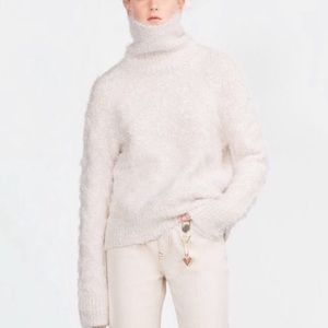 Zara Oversized White Turtleneck Sweater